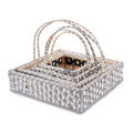 Set of 5 Silver Square Cane Baskets