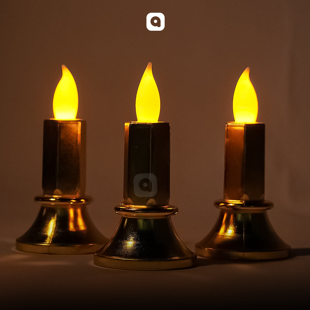Golden LED Candle Lamps – 12 Pcs Flameless Candle Lights for Home & Events