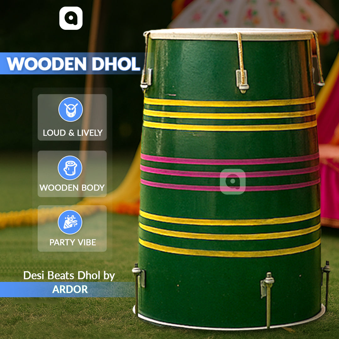Simple Wooden Dhol – Traditional Handmade Dhol