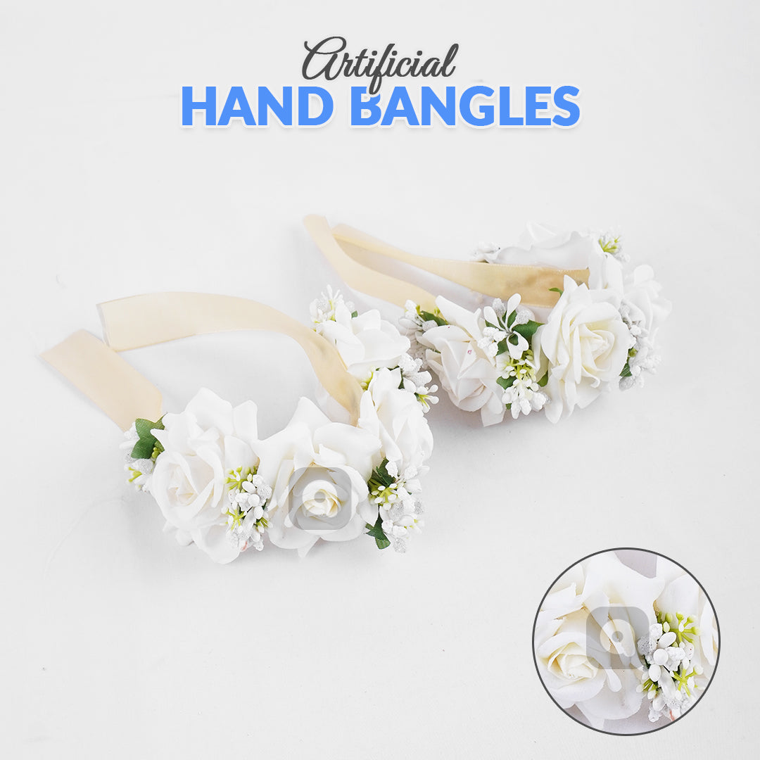 Pair of Artificial Hand Bangles – Red & White Floral Design
