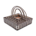 Set of 5 Coffee Brown Square Cane Baskets