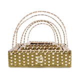 Set of 5 Golden Square Cane Baskets