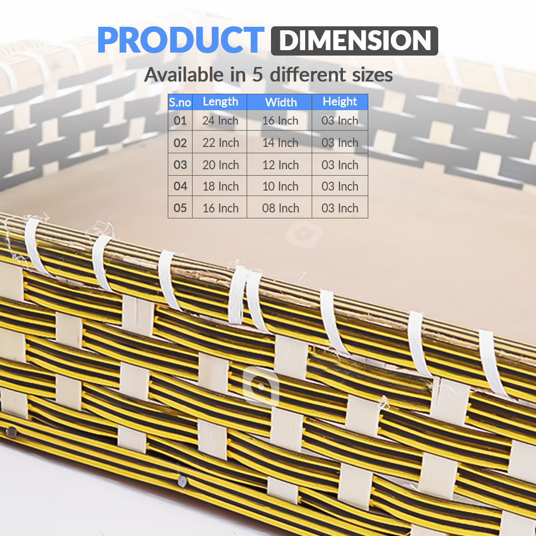 Set of 5 - Golden Premium Rectangle Cane Trays - Perfect for Gifting