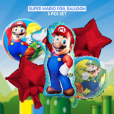 Super Mario Foil Balloon Set (5 Pcs) by Ardor.pk – Gaming Theme Party Balloons