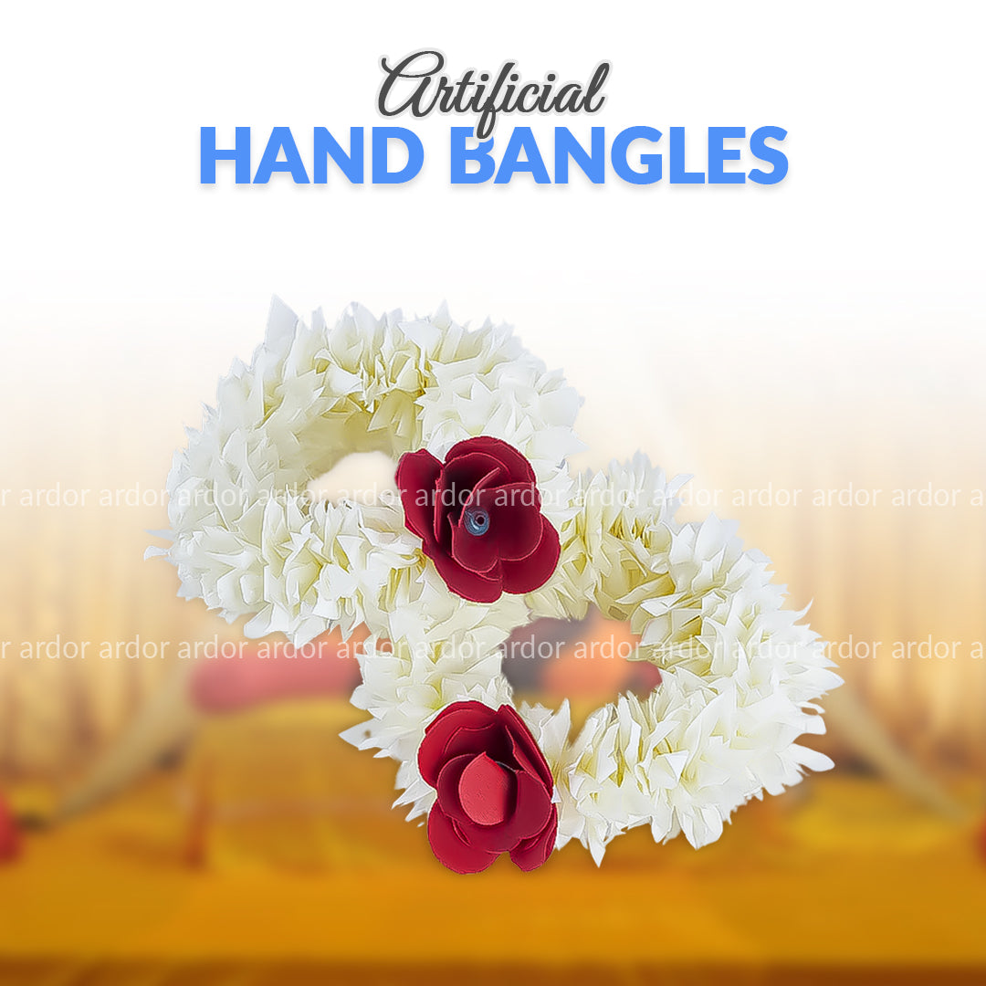 2 Pcs Fancy Artificial Jasmine Hand Bangles – Bridal & Mehndi Floral Jewelry