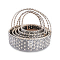 Set of 5 - Round White Cane Baskets