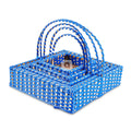 Set of 5 Blue Square Cane Baskets