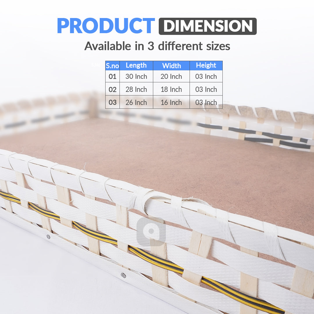 Set of 3 - White Rectangle Wedding Cane Trays - Perfect for Gifting & Wedding decor