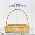 Set of 5 Beige Square Cane Baskets – Jute-Lined, Handmade Storage & Gift Baskets