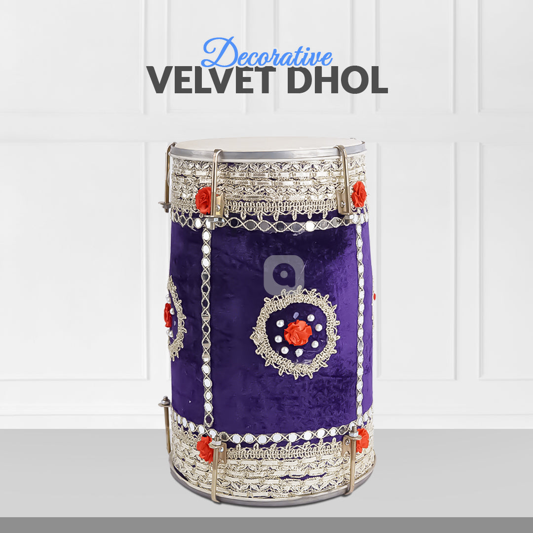 Purple Velvet Dhol Musical Instruments