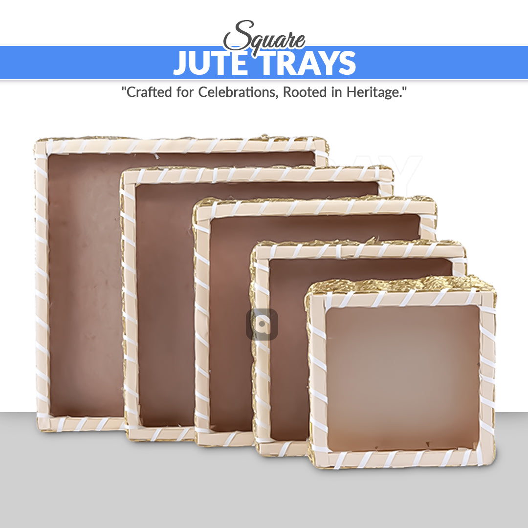 Golden Square Jute Storage Basket for Home or Gifting
