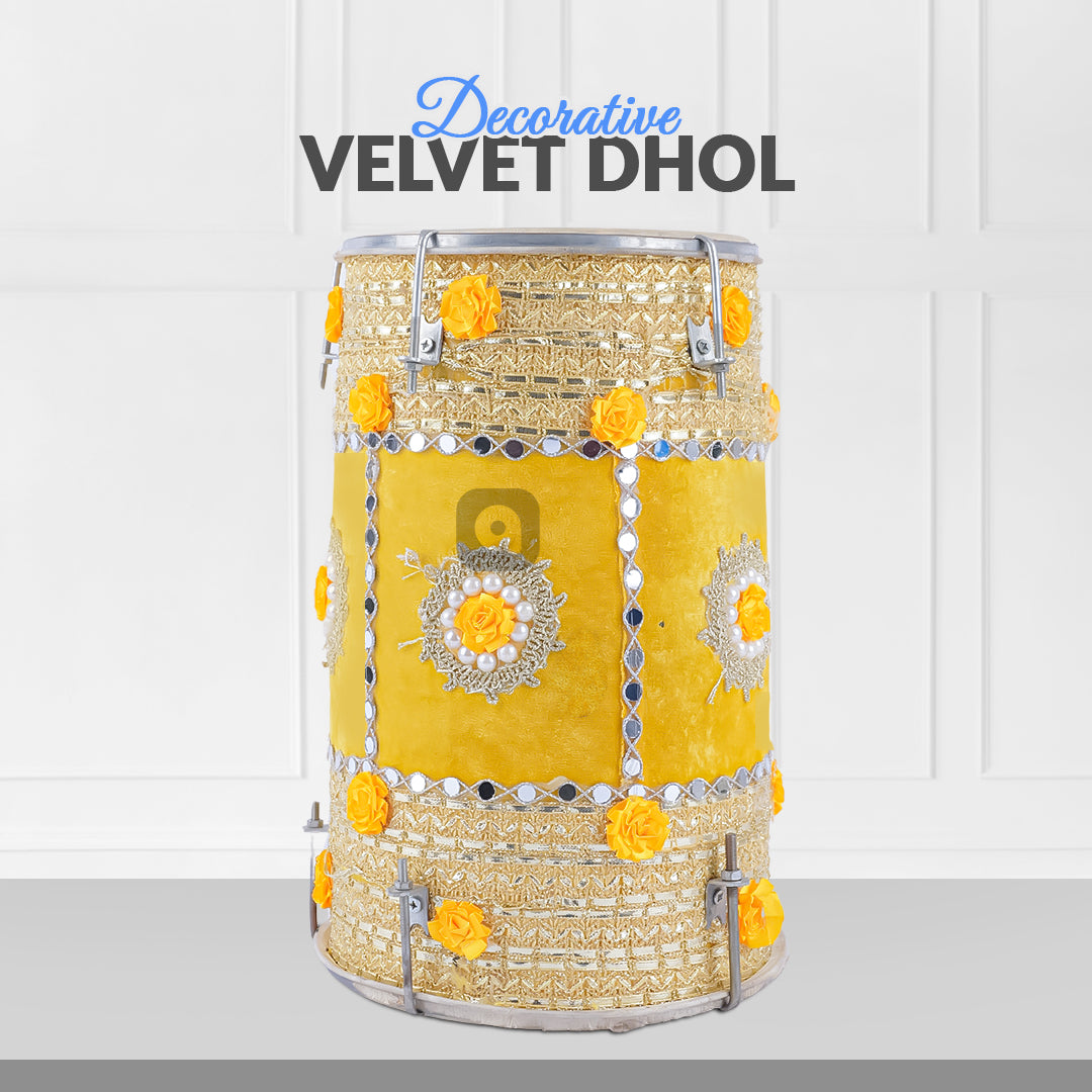 Yellow Velvet Dhol Musical Instruments