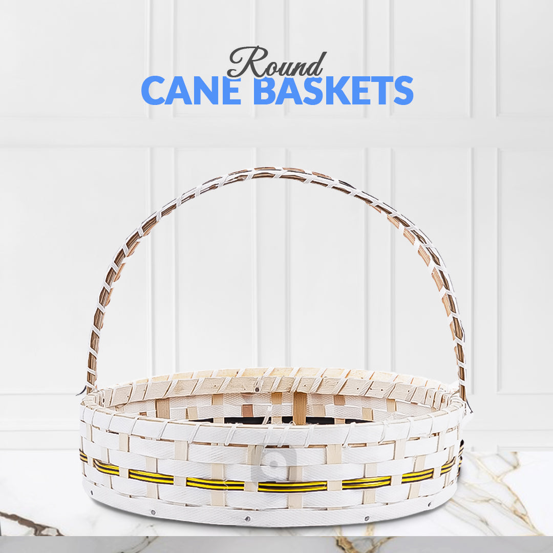 Set of 5 - Round White Cane Basket for Gifting, wedding decoration