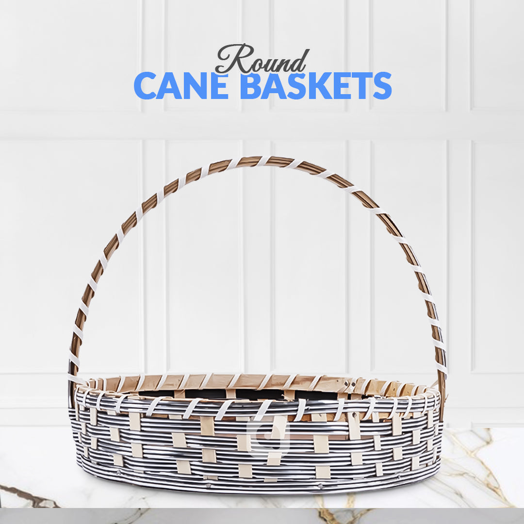 Set of 5 - Round White Cane Basket for Gifting, wedding decoration