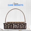 Set of 5 Coffee Brown Square Cane Baskets – Jute-Lined, Handmade Storage & Gift Baskets