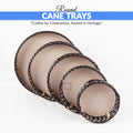 Brown & White - Round Cane Serving & Storage Tray for Home Decor