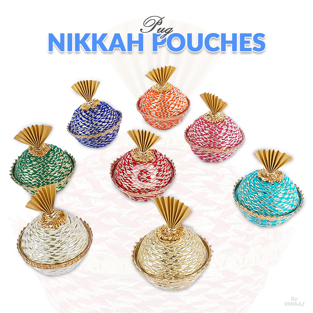 Pack of 10 - Pug Nikkah Pouches – Wedding Favor Bags in Multi Colors