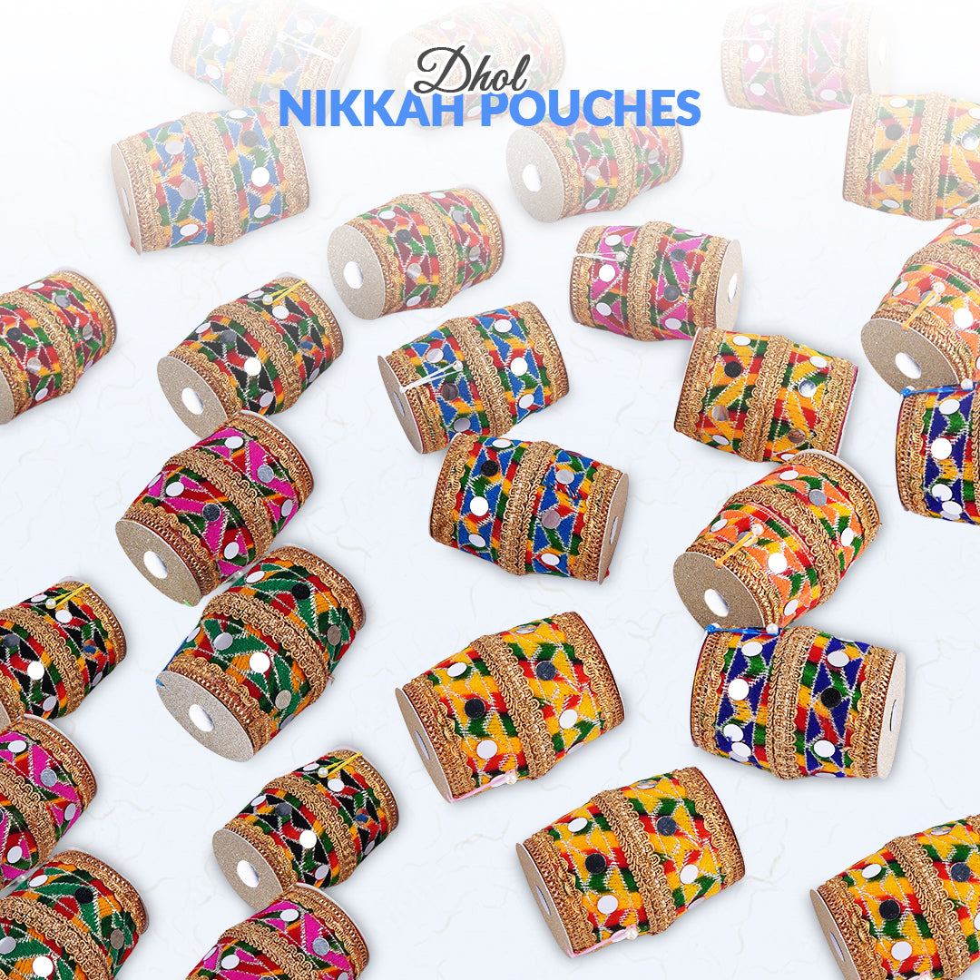 Multi Color Dhol Shape Nikkah Pouches