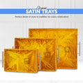 Set of 3 - Yellow Fabric Satin Trays Set – Decorative Display & Wedding Trays