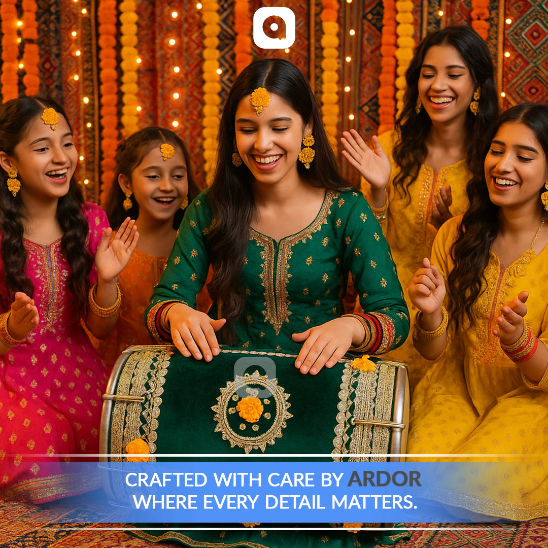 Green Velvet Dhol Musical Instruments