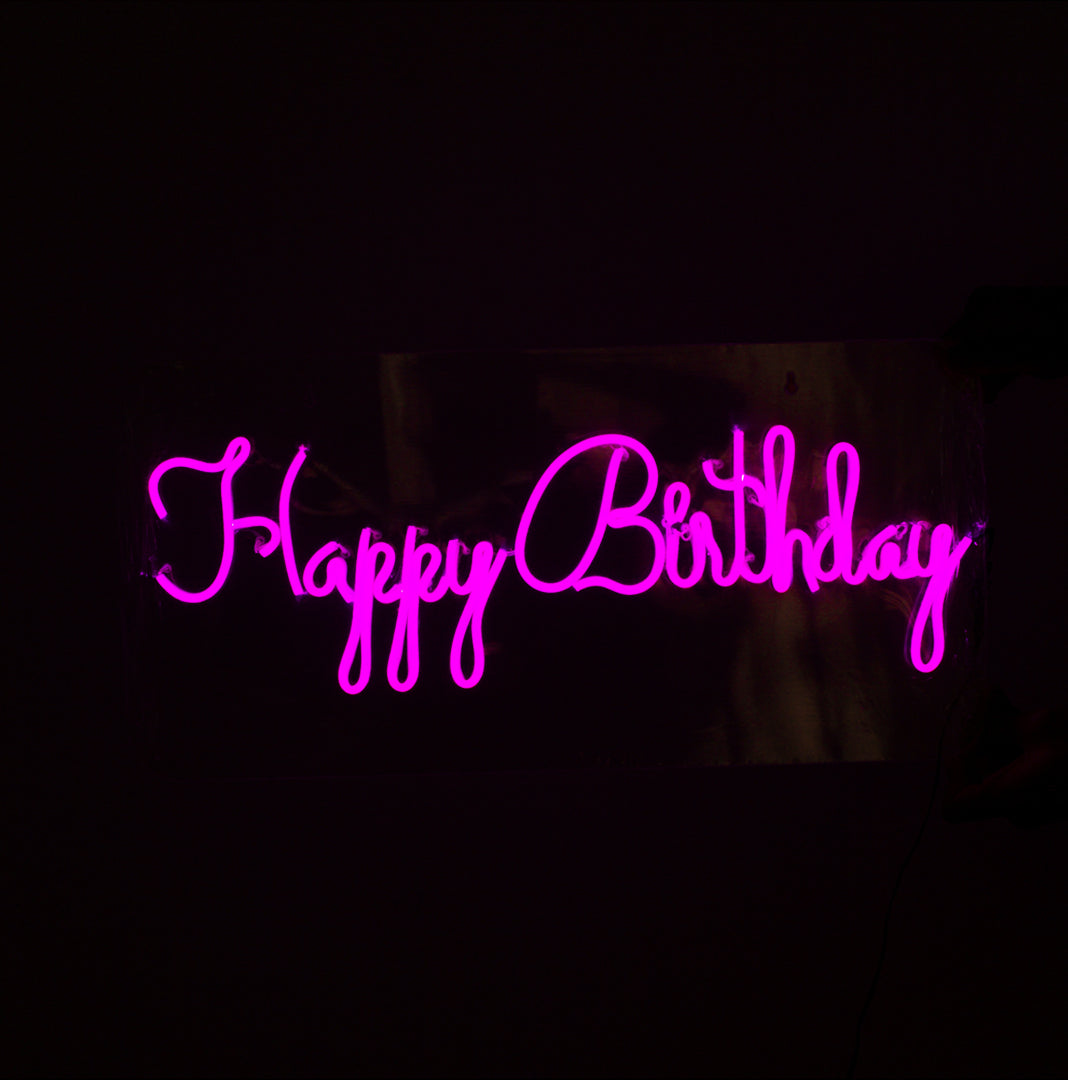Happy Birthday Neon Sign – LED Party Backdrop Light