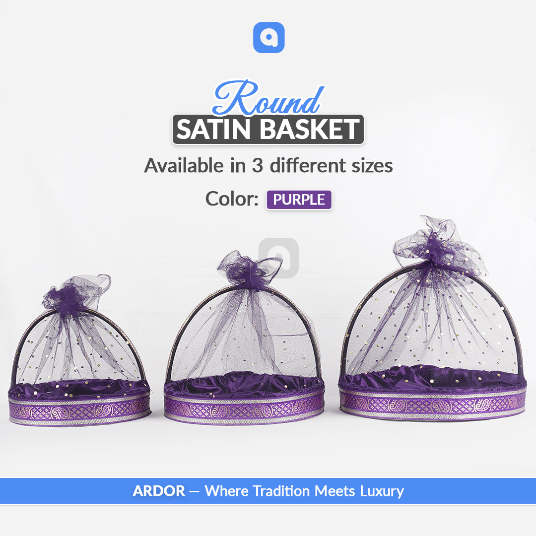 Set of 3 – Round Satin Basket Set in 8 Multi Colors | Ardor PK