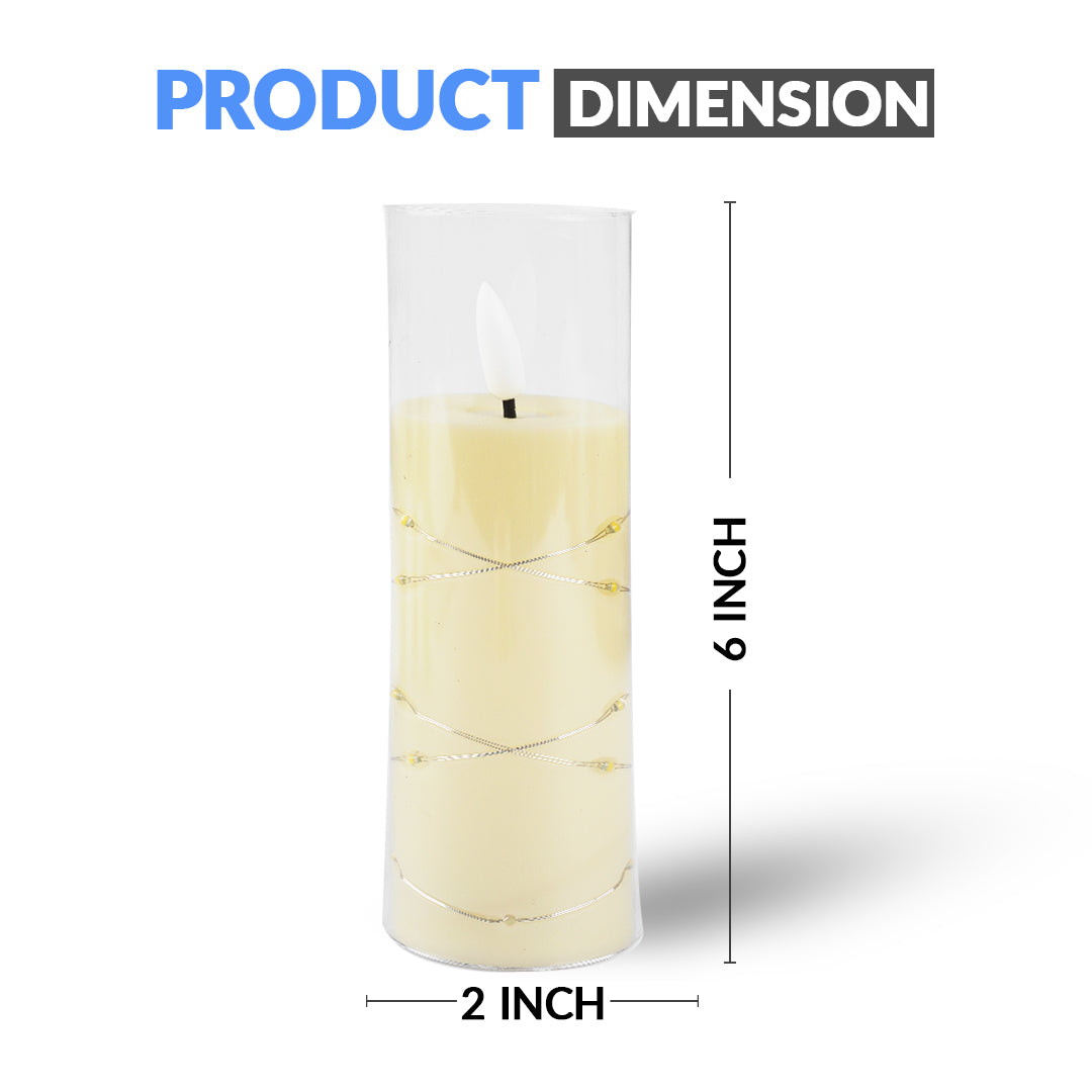 Battery Operated Acrylic LED Candle – Flameless Decorative Light