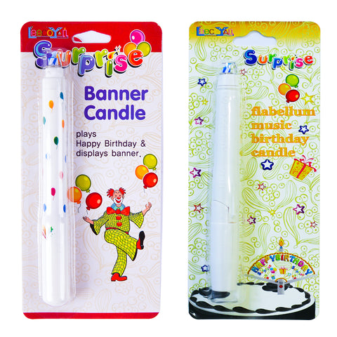 Fan Surprise Banner Candle – Fun Birthday Cake Decoration with Spinning Banner for Kids’ Parties