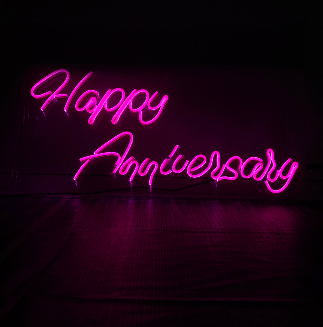 Happy Anniversary Neon Sign – LED Party & Event Decoration