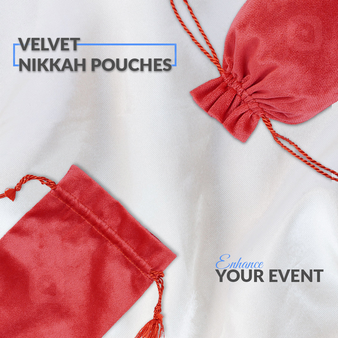 Pack of 50 - Premium Velvet Nikkah Pouches for Wedding