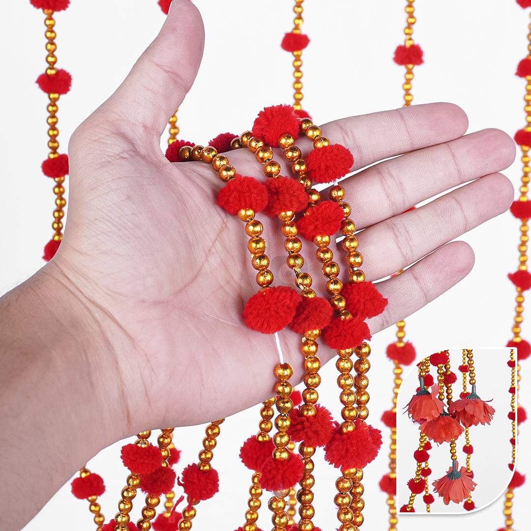 12 pcs - Small Pom Pom Garland – Colorful Decorative Garland for Parties & Events