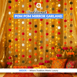 Artificial Multi Color Pom Pom Mirror Garland