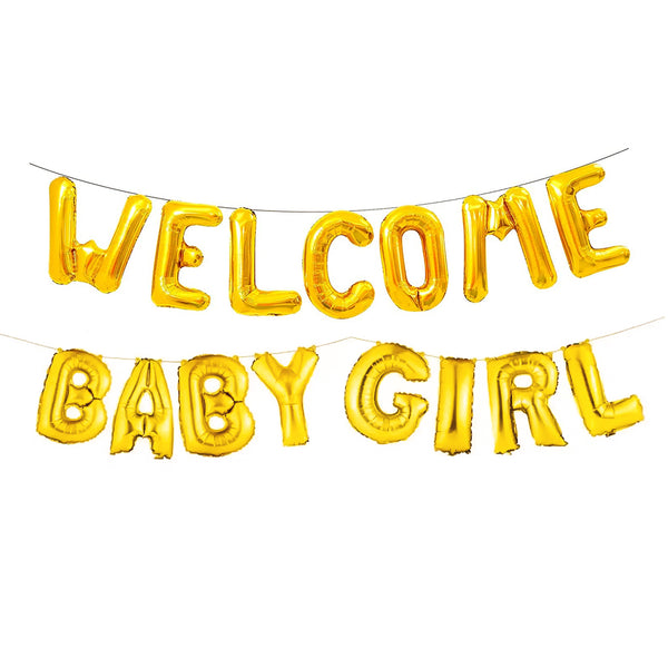 Welcome Baby Girl Foil Balloons Set