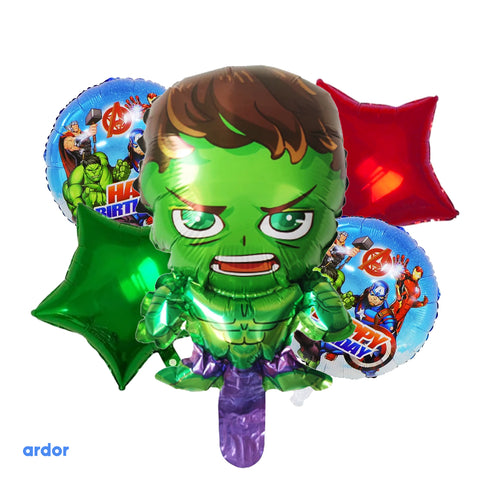 Hulk Foil Balloons 5 Pcs Set