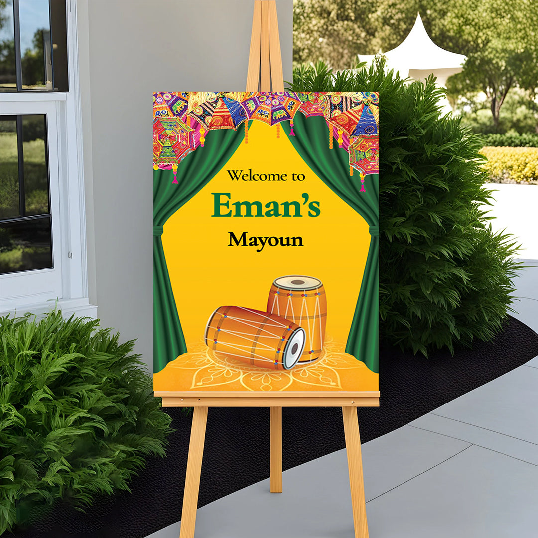 Customized Welcome Board for Mayoun – Wedding Entrance & Décor