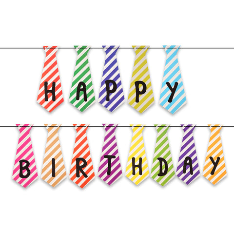 Tie Shape Happy Birthday Bunting Banner