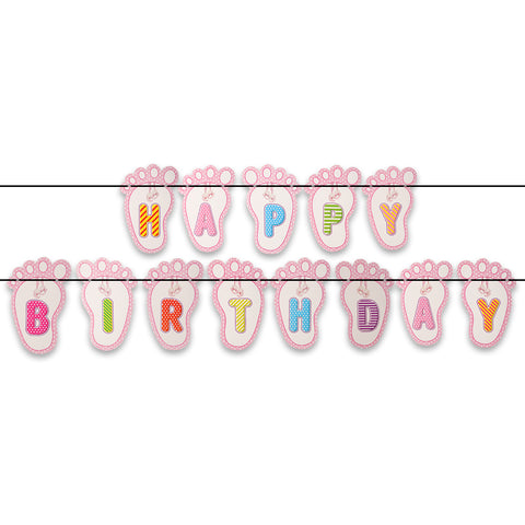 Foot Shape Happy Birthday Bunting Banner