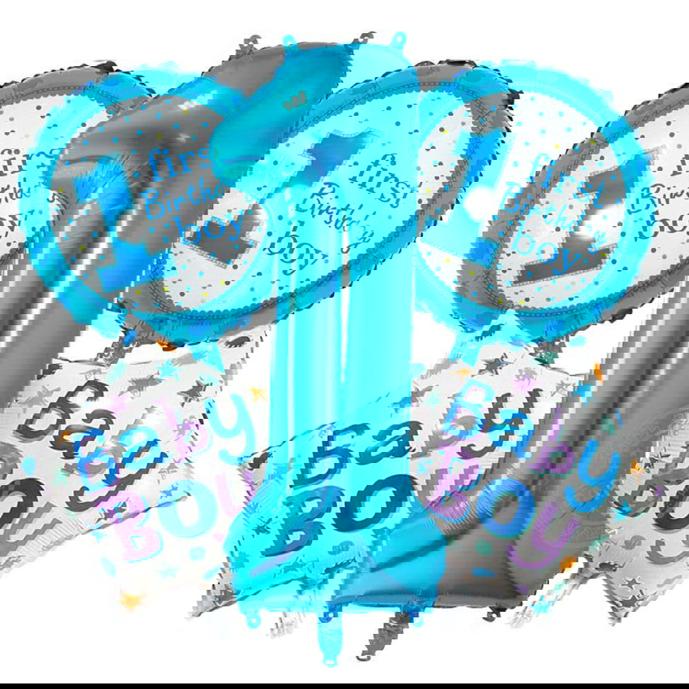 1st Birthday Boy 5 Pcs Foil Balloons Set - ardor