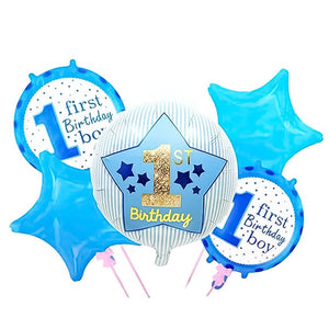 1st Birthday Foil Balloons 5 Pcs set - ardor