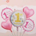 1st Birthday Foil balloons 5 Pcs Set - ardor