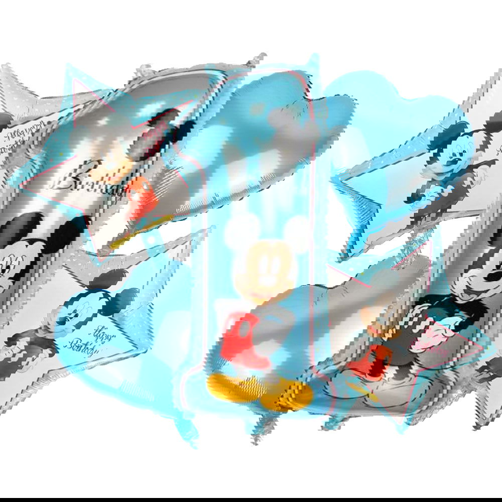 1st Birthday Mickey Mouse 5 Pcs Foil Balloons - ardor