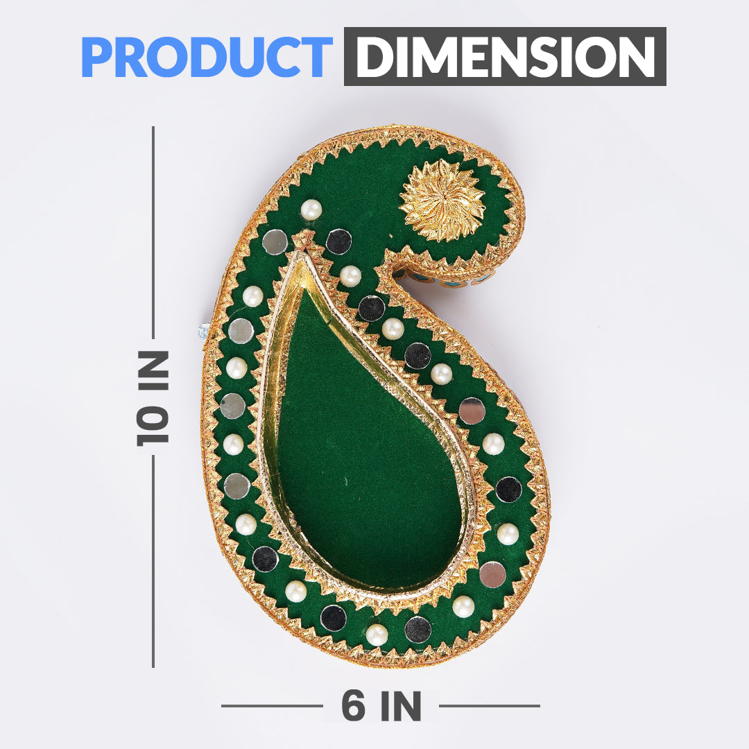 Decorative Kairi Shape Tray – Mehndi Serving & Wedding Tray