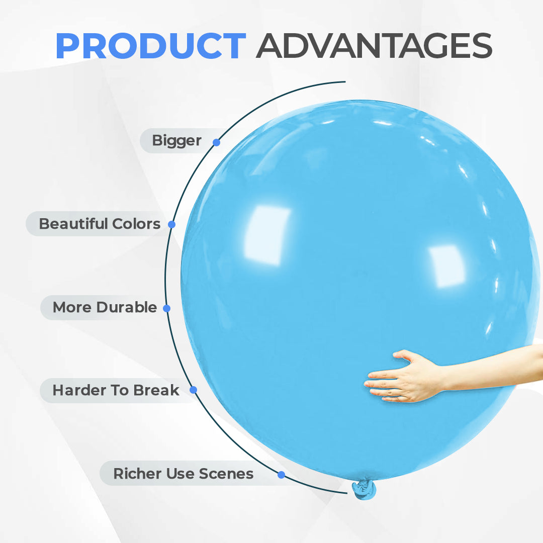 Light Blue 36 Inch Big Size Latex Balloon – Party & Event Decoration