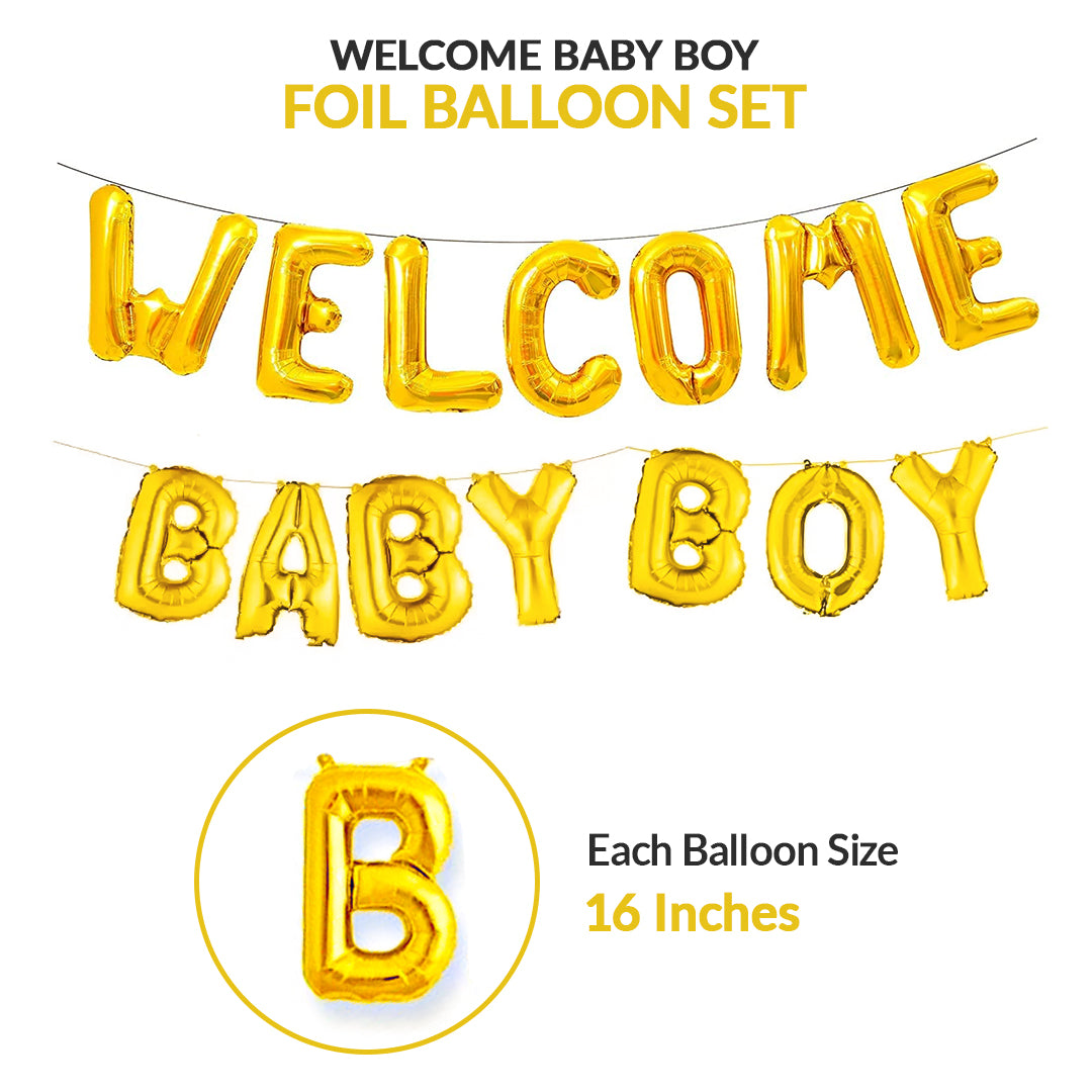 Welcome Baby Boy Foil Balloons Set – Party & Celebration Decor