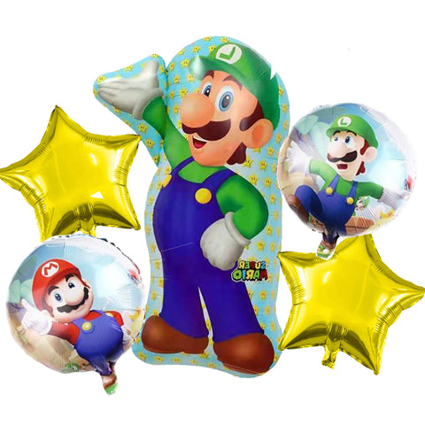 Super Mario 5 Pcs Foil Balloons Set