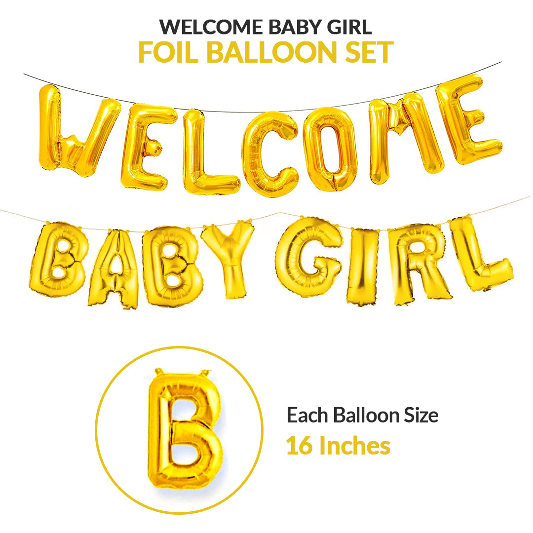 Welcome Baby Girl Foil Balloons Set – Party & Celebration Decor