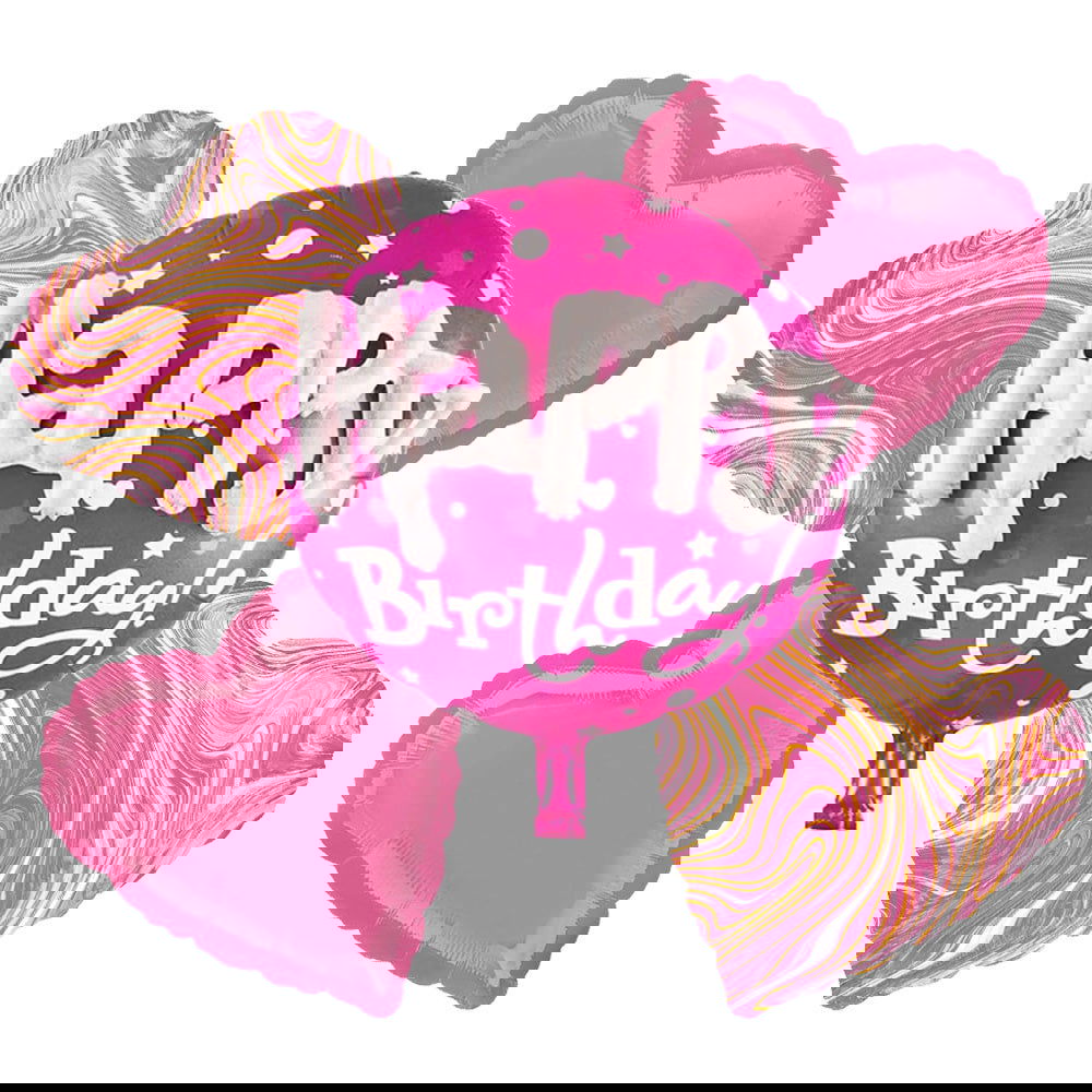 3D Happy Birthday 5 Pcs Foil Balloons Set - ardor