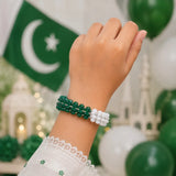 Handmade Green & White Crystal Leaf Bangles Set for Women & Girls
