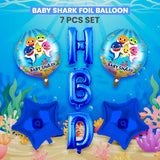 Baby Shark Foil Balloons - 7 pcs Set