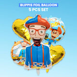 Blippi Foil Balloons Theme - 5 pcs set